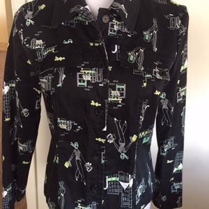 cotton jacket, black with design